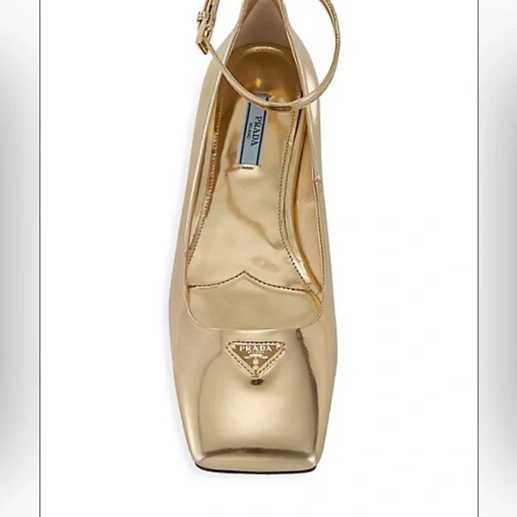 Brand new delicious patent metallic gold Prada shoes in box with cards - Picture 1 of 5
